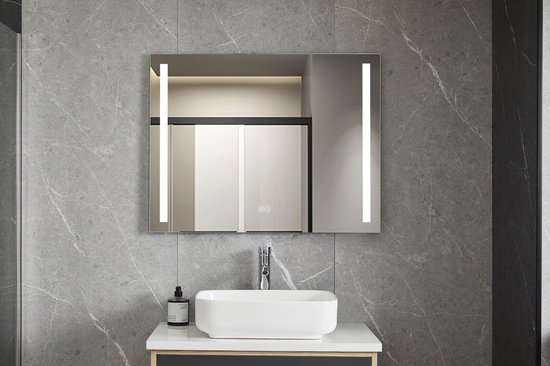 Miroir de salle de bain 60 x 100 cm sans cadre, éclairage LED encastré,  couleur... | bol.com