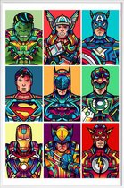 JUNIQE - Poster in kunststof lijst Superhelden Pop Art -30x45