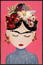 JUNIQE - Poster in kunststof lijst Frida Pink -40x60 /Roze