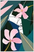 JUNIQE - Poster in kunststof lijst Oleander illustratie -30x45 /Groen