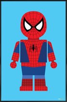 JUNIQE - Poster in kunststof lijst Spider-man Speelgoed -40x60 /Blauw