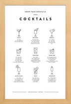 JUNIQE - Poster met houten lijst Cocktail infographic -40x60 /Wit &