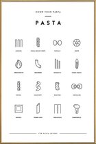 JUNIQE - Poster met kunststof lijst Pasta infographic -13x18 /Wit &