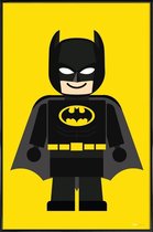 JUNIQE - Poster met kunststof lijst Batman Toy -30x45 /Geel & Zwart