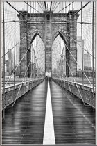 JUNIQE - Poster met kunststof lijst Brooklyn Bridge -60x90 /Wit &