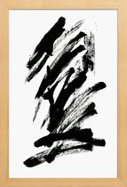 JUNIQE - Poster in houten lijst Black Abstract -40x60 /Wit & Zwart