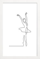 JUNIQE - Poster met houten lijst Ballet -13x18 /Wit & Zwart