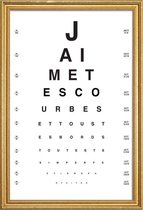 JUNIQE - Poster met houten lijst Eye Chart Je t'aime -20x30 /Wit &