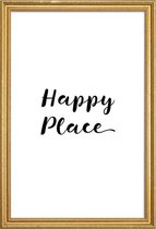 JUNIQE - Poster met houten lijst Happy -13x18 /Wit & Zwart