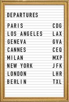 JUNIQE - Poster met houten lijst Departure Paris -30x45 /Wit & Zwart