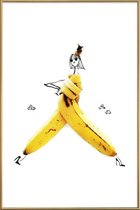 JUNIQE - Poster met kunststof lijst Banaan - modeschets -30x45 /Geel &
