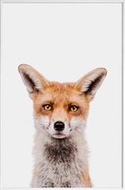 JUNIQE - Poster in kunststof lijst Fox -30x45 /Bruin & Wit