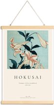 JUNIQE - Posterhanger Hokusai – Trompet lelies -40x60 /Ivoor & Roze