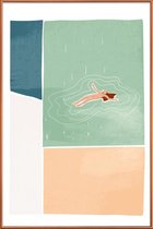 JUNIQE - Poster met kunststof lijst Bathing -40x60 /Ivoor & Roze