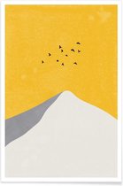 JUNIQE - Poster Mountain Peak -30x45 /Geel & Ivoor