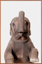 JUNIQE - Poster met kunststof lijst Elephant -60x90 /Grijs