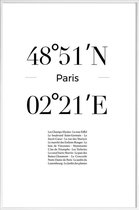 JUNIQE - Poster in kunststof lijst Coördinaten Parijs -30x45 /Wit &