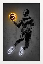 JUNIQE - Poster in houten lijst Michael Jordan 23 -40x60 /Geel & Zwart