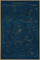 JUNIQE - Poster met kunststof lijst Constellations gouden -20x30