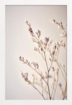 JUNIQE - Poster in houten lijst Purple Buds -20x30 /Bruin & Ivoor