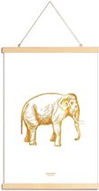 JUNIQE - Posterhanger Elephant gouden -30x45 /Goud & Wit