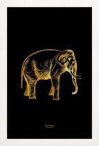 JUNIQE - Poster met houten lijst Elephant gouden -13x18 /Goud & Zwart