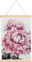 JUNIQE - Posterhanger Peony in Focus -20x30 /Grijs & Roze