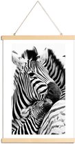 JUNIQE - Posterhanger Zebras -20x30 /Wit & Zwart