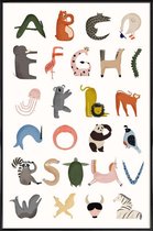 JUNIQE - Poster in kunststof lijst Animal Alphabet -20x30 /Kleurrijk