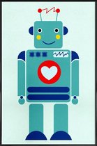 JUNIQE - Poster met kunststof lijst Robot with a Heart -13x18