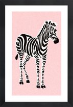 JUNIQE - Poster in houten lijst Zebra Pink -20x30 /Roze