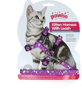 Kattentuigje Pawise Kitten Harness Leash-Pink/Purple