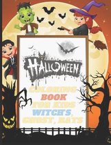 Halloween Coloring Book For Kids Witch's, Ghost, Bats