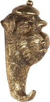 Clayre & Eef Wanddecoratie Hond 7*5*13 cm Goudkleurig Polyresin Muurdecoratie Wandversiering
