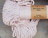 Cafuné Macramé Touw-5mm-48m-250gr-Poeder-Uitkambaar-Katoen-Getwijnd 3 Strengs