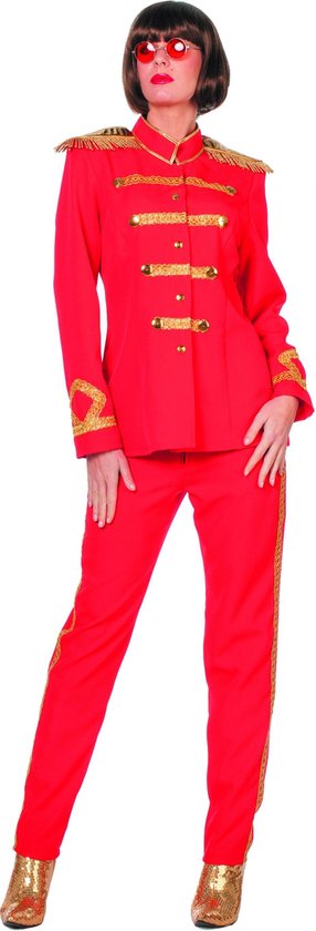 Wilbers & Wilbers - Beatles Kostuum - Beatles Sgt. Pepper Rood - Vrouw - Rood - Maat 48 - Carnavalskleding - Verkleedkleding