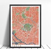 Classic Map Poster Tokyo - 50x70cm Canvas - Multi-color