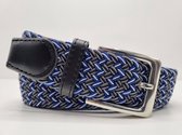 Elastische broekriem  Stretch riem  Vlecht riem Gevlochten riem  Elastiek riem - unisex - geschikt voor zowel mannen als vrouwen - Kleur Zwart blauw