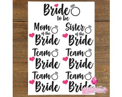 GetGlitterBaby® - Plak Tattoos / Tijdelijke Tattoo Vrouwen - Vrijgezellenfeest Decoratie Versiering Vrouw - Bride to be / Team Bride + Moeder & Zus