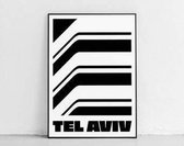 Tel Aviv City On Canvas Poster Black - 13x18cm Canvas - Multi-color