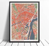 Classic Map Poster Amsterdam - 40x50cm Canvas - Multi-color