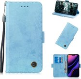 Voor iPhone 11 Pro Max Retro horizontale lederen flip-hoes met kaartsleuf en houder (blauw)