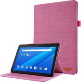 Voor Lenovo Tab M10 Horizontale Flip TPU + stof PU lederen beschermhoes met naamkaartclip (Rose Red)