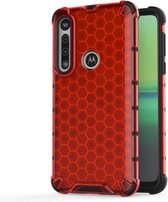 Voor Motorola Moto G8 Play Shockproof Honeycomb PC + TPU Case (Red)