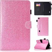 Voor Huawei MediaPad T3 7.0 Vernis Glitter Poeder Horizontale Flip Leren Case met Houder & Kaartsleuf (Roze)