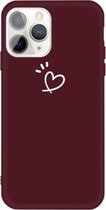 Voor iPhone 11 Pro Max Love-heart Letter Pattern Colorful Frosted TPU telefoon beschermhoes (wijnrood)
