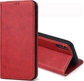 Dermis Texture PU horizontale lederen flip-hoes voor iPhone X / XS, met houder en kaartsleuven en portemonnee (rood)