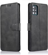 Voor Samsung Galaxy A71 Kalf Textuur Magnetische Gesp Horizontale Flip Leren Case met Houder & Kaartsleuven & Portemonnee & Fotolijst (Zwart)
