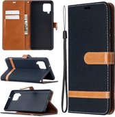 Voor Samsung Galaxy A42 5G Kleuraanpassing Denim Textuur Horizontale Flip Leren Case met Houder & Kaartsleuven & Portemonnee & Lanyard (Zwart)