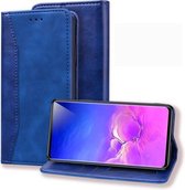 Voor Samsung Galaxy S10E Business Stitching Horizontale flip lederen hoes met dubbele vouw & beugel & kaartsleuven & fotolijst & portemonnee (saffierblauw)